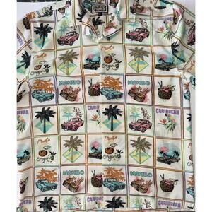 Drill Clothing Hawaiian Style Button Up Shirt Good Vibes Casual Size L